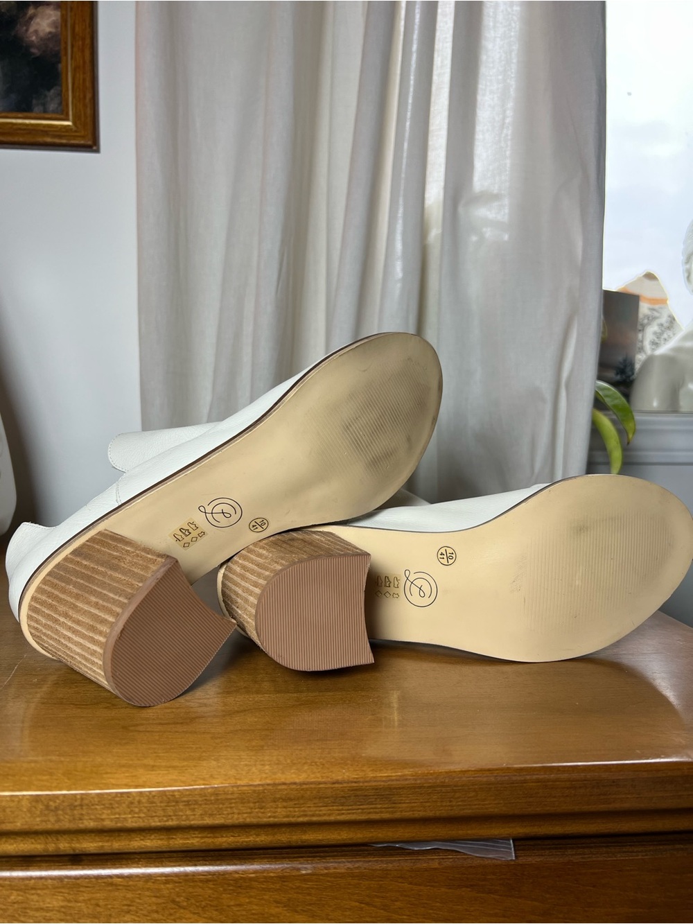 Chinese Laundry Ivory Leather Peep-Toe Booties - Picture 6 of 7